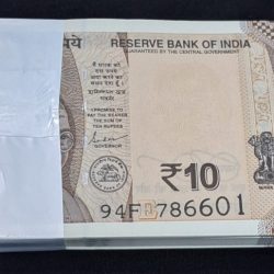 TEN RUPEE PACKET GEM UNC CONDITION STARTING 786 REVERSE 786 BUNDLE SERIAL NO. 786601