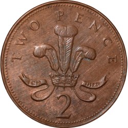 Alternative view of Bronze 2 Pence of Elizabeth II (AD2000) from United Kingdom