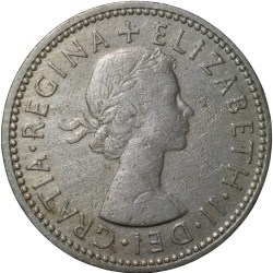 Alternative view of Copper-Nickel 1 Shilling of Elizabeth II(AD 1962) from United Kingdom