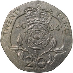 Alternative view of Nickel 20 Pence of Elizabeth II (AD 2004) from United Kingdom