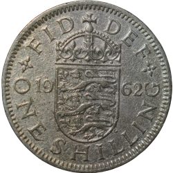 Alternative view of Copper-Nickel 1 Shilling of Elizabeth II(AD 1962) from United Kingdom