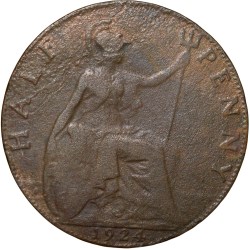 Alternative view of Bronze 1/2 Penny of George V (AD 1924) from United Kingdom