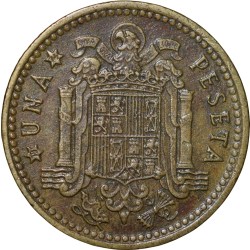Old Brass 1 Peseta of Spain Country (AD 1966) Francisco Franco