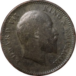 Copper 1/4 Anna of Edward VII (AD 1906) of Calcutta Mint with Die-Clash/Ghost Image Error