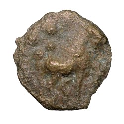 Copper Coin of City-State - Sukatimati(2nd Cen. BC) Ujjaini Symbol above Horse walking Right