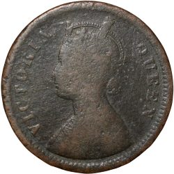 Copper 1/2 Pice of Victoria Queen (AD 1862) of Calcutta Mint