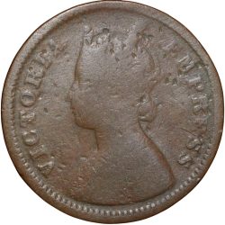 Copper 1/2 Pice of Victoria Empress (AD 1883) of Calcutta Mint