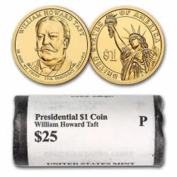USA Presidential Roll USD 1 William Howard Taft Presidential $1 Coin Roll Of 25 Pcs