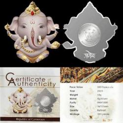 500 Francs Cameroon Very Unique Ultra Rare Pure Silver Ganesha Coin Minitage 300 pcs only Ultra Rare