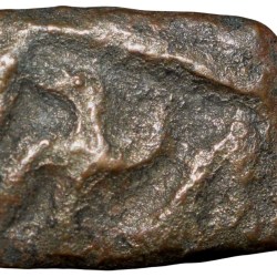 Alternative view of Copper 1/4 Falus of Akbar(AD 1556-1605) from Malwa Region with Swastik Rare Fractional