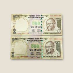 Rs 500 India Banknote Previous Rare Issue 999999 and 1000000 Gem Unc Unique and Rare Raghuram Rajan Issue