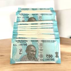 Rs 50 India Banknote New Pattern Issue 100 Notes All Ending 786 Unc Unique and Rare