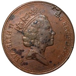 Bronze 2 Pence of Elizabeth II (AD 1996) from United Kingdom