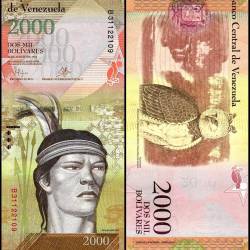 Venezuela 2000 Bolivar Fuerte Banknote 2016 P96a UNC Unique and Rare