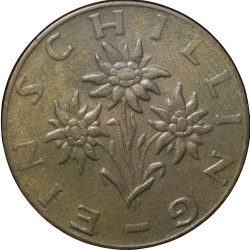 Brass 1 Shilling of Austria (AD 1970) with 3-Flower Design