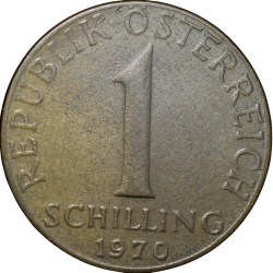 Alternative view of Brass 1 Shilling of Austria (AD 1970) with 3-Flower Design