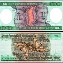 Brazil 200 Cruzeiros Banknote 1984 ND P199b UNC Unique and Rare