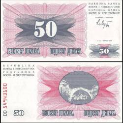 Bosnia and Herzegovina 50 Dinara Banknote 1992 P12 UNC Unique and Rare