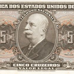 5 Cruzeiros Thesouro Nacional 2nd print Valor Legal World Banknote UNC Unique and rare