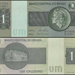 Brazil 1 Cruzeiro features Head of Republica World Banknote UNC Unique and rare
