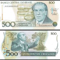 Brazil 500 Cruzeiros Banknote 1987 ND P212c UNC Commemorative 100th Anniversary of Birthday of Villa Lobos (1887-1987) Unique and Rare