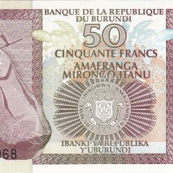 Burundi 50 Francs World Banknote Series Unique and Rare