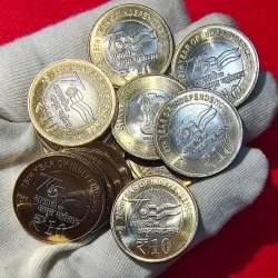 Ten Rs Akam 75 th Year of Independence Gem Unc Condition 2021 Year