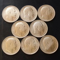 Alternative view of 🔥🔥Silver EDVARD COMPLETE YEARS COLLECTION SET BRITISH INDIA 🇮🇳 ALL FULLY SILVER EDWARD years SET 🎉🎉 8 DIFFERENT YEAR 🎉🎉1903/4/5/6/7/8/9/10 EXCELLENT CONDITION Each coin weight 11.5 gm Same and similar piece available