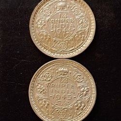 Alternative view of Silver British India Set of two pieces of 2 different year king and emperor George vi Denomination 1/4₹ Excellent condition Same and similar piece available