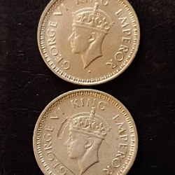 Silver British India Set of two pieces of 2 different year king and emperor George vi Denomination 1/4₹ Excellent condition Same and similar piece available