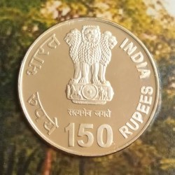 RARE 150 Rupee Silver Coin Rabindranath Tagore 150th Anniversary UNC Set 35g Gram Silver TOP GRADE Original RBI Package CONDITION