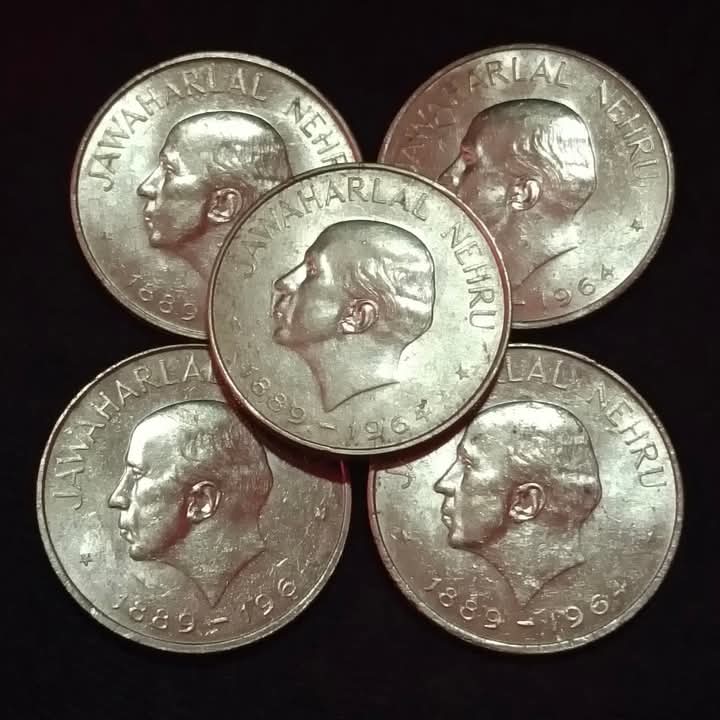 One Rs Big Coin Copper Nickel Jawaharlal Nehru Unc Coin 10 Pcs Given Calcutta Mint - Image 2