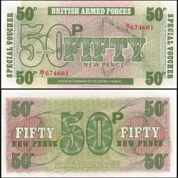 Great Britain British Armed Forces 50 New Pence Banknote 1972 ND PM49 UNC 6th Series Unique and Rare