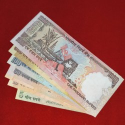 Alternative view of Extremely Rare Super Fancy Set Of 786786 Set of 7 Notes all Gandhi Notes UNC
