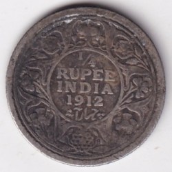 George V 1/4 Rupee 1912 Silver British India Coin