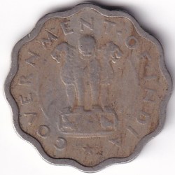 Alternative view of One anna 1950 bombay mint bull nickel coin