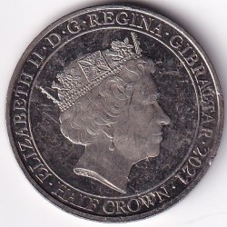 Alternative view of Gibraltar Half Crown 2021 Copper Nickel Coin #1