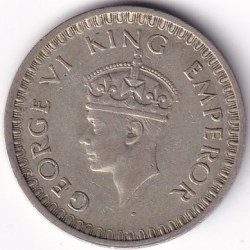 Alternative view of 1943 British India Half Rupee George VI Silver Coin