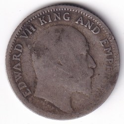 Alternative view of King Edward VII 1/4 Rupee 1908 Silver British India Coin