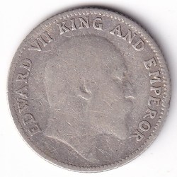 Alternative view of King Edward VII 1/4 Rupee 1910 Silver British India Coin