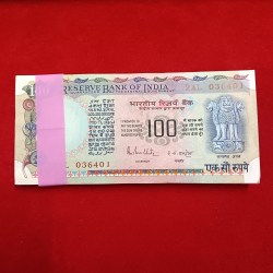 Extremely Rare 100 Rs Agriculture Cobalt Issue Bundle Governor RN Malhotra Prefix Creamy Choclate Bundle 2AL 036401