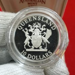 Alternative view of Extremely Rare Coin Elizabeth II 10 Dollars Proof Coin Queens Land 1989 Year Australia Mint