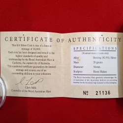 Alternative view of Extremely Rare Coin Elizabeth II 10 Dollars Australian Northern Territory 1992 Year Australian Government Proof Coin Rarelly Issue