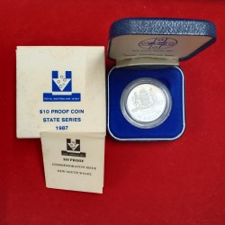 Extremely Rare Coin Elizabeth II 10 Dollars Commemorative Issue New South Wales 1987 Year Royal Australian Government Proof Coin Rarelly Issue