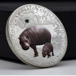 Alternative view of Extremely Rare 1000 KWACH 2014 Year Issue World Rare Animal Special Proof Coin Pygmy Hippopotamus ZAMBIA