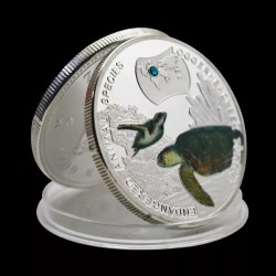 Alternative view of Extremely Rare 1000 KWACH 2014 Year Endangered Rare Loggerhead Sea Turtle Endangered Animal Commemorative Coin Republic Of Zambia