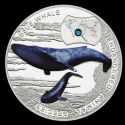 Alternative view of Extremely Rare 1000 KWACH 2014 Year Endangered Animal Sea Blue Whale Protect Commemorative Coin Republic Of Zambia