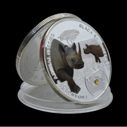 Alternative view of Extremely Rare 1000 Kwach 2014 Year Endangered Animal Species Black Rhinoceros Africa Protect Animal Proof Coin Republic Of Zambia