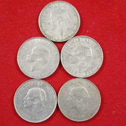 One Rs Big Coin Copper Nickel Jawaharlal Nehru 1889-1964 5 Pcs Given Republic of India