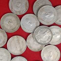Five Rs Scare Coin Jagath Guru Sree Narayan Gurudev Copper Nickel 10 Pcs Given